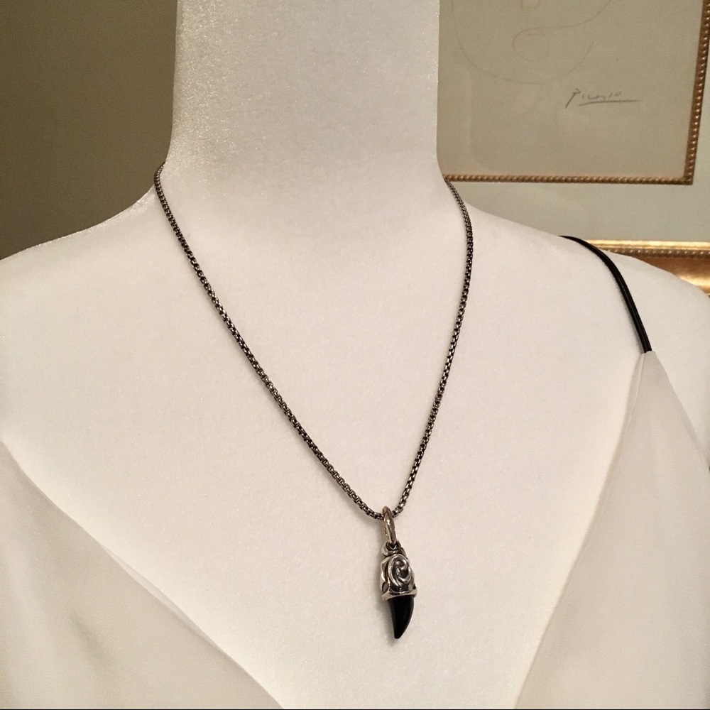 John Hardy Onyx Claw SS Chain and Pendant 20”